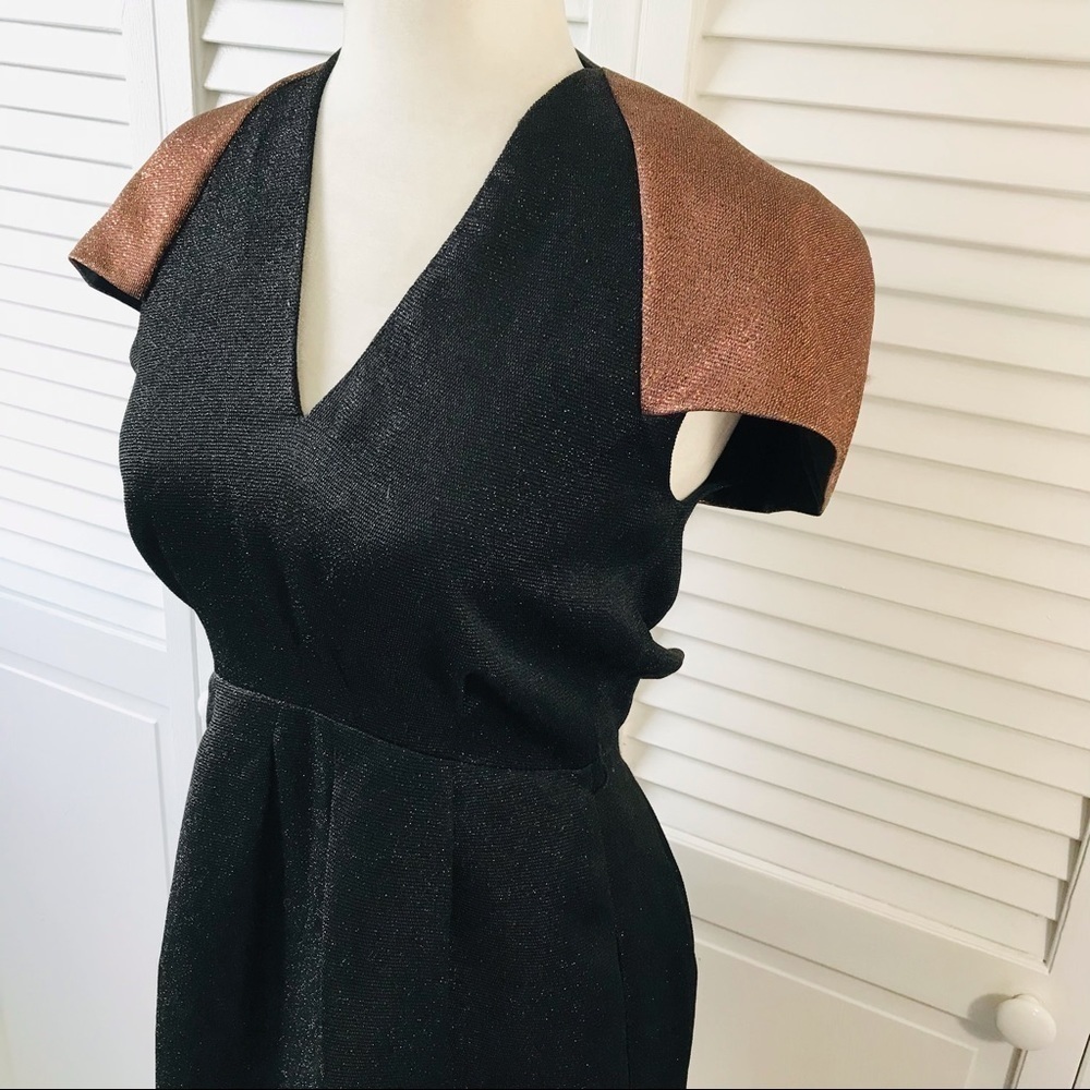 3.1 PHILLIP LIM Black Bronze Cap Sleeve Sparkly Dress Size 2 - Picture 2 of 12
